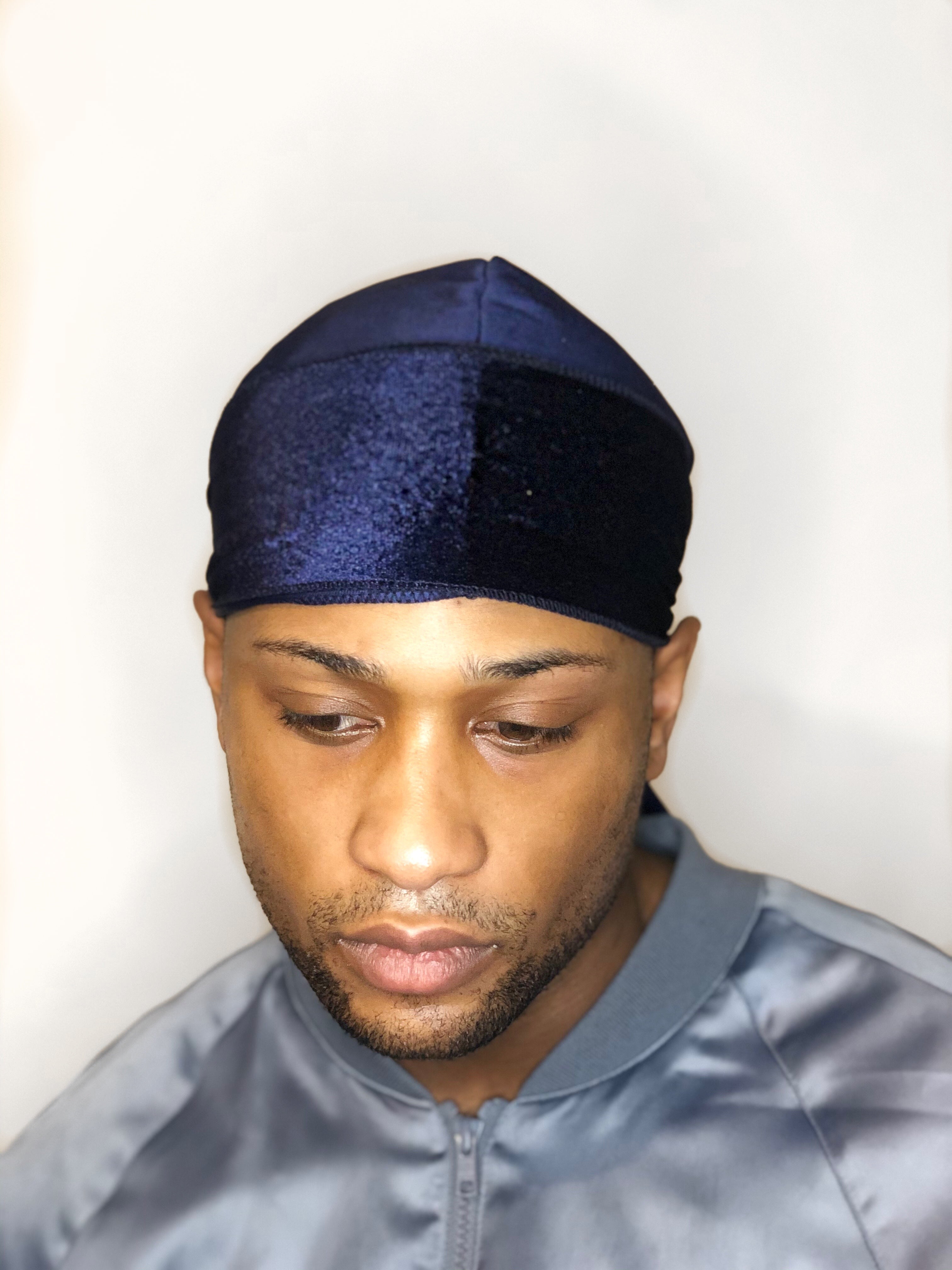 Navy Blue Silky Du Rag