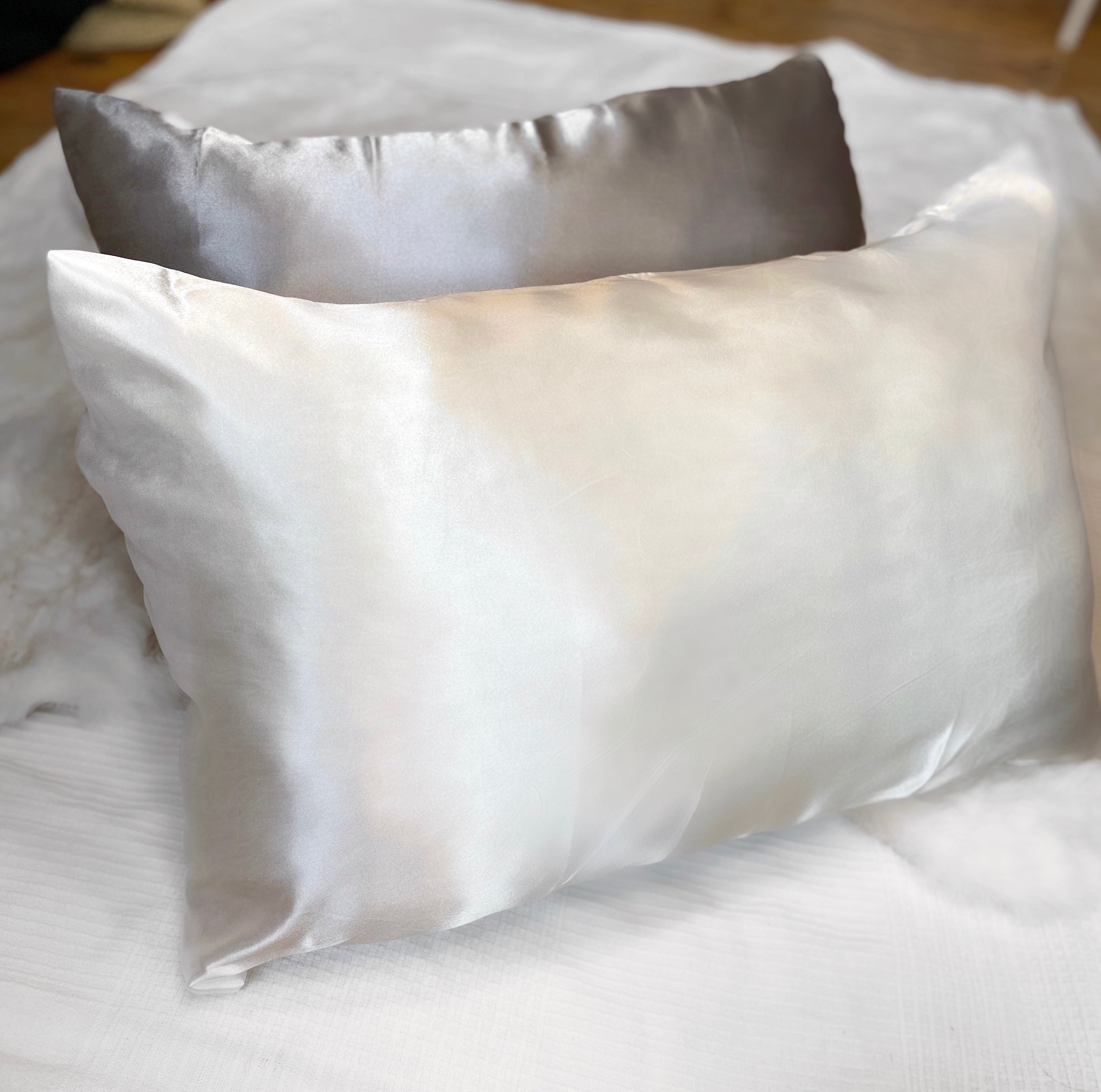 White satin outlet pillowcase